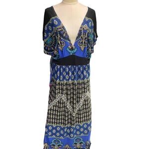 Blue and black maxi dress